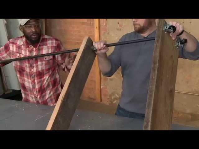 Wayne Oliver of the Rebuilding Exchange, shows Ryan how to build a rolling garment rack