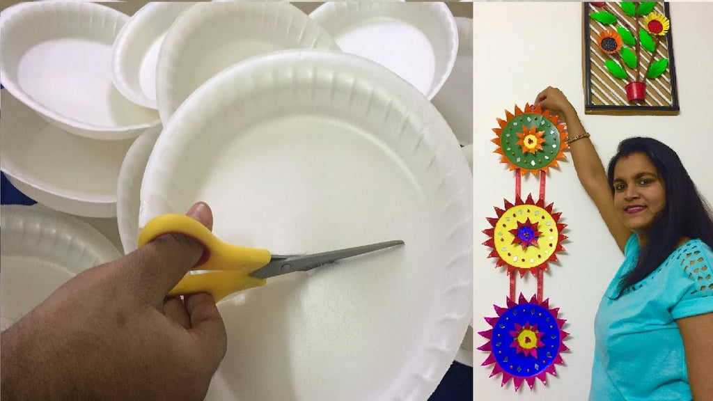 Wall hanging from Disposable thermocol Plates | Best out of waste life hacks - Make this DIY handmade wall Decor craft after watching this 5 minutes craft video ...