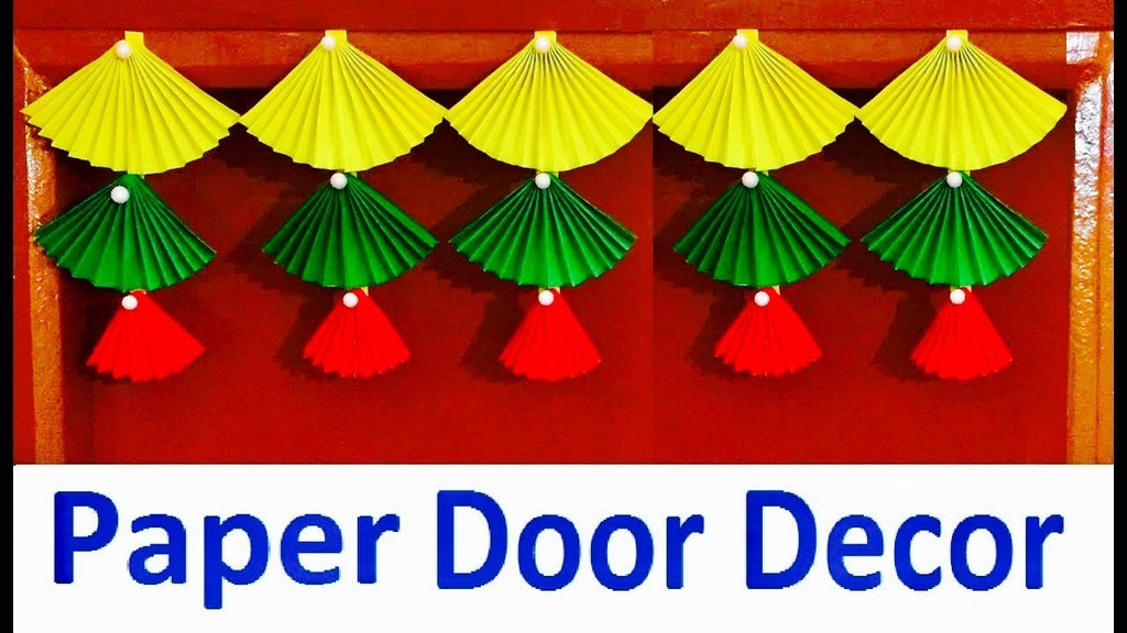 Handmade Door decor with simple color paper | Door hanging Toran | Paper Bandarwal, Christmas decoration Ideas.Make it yourself in less than 5 minutes and ...