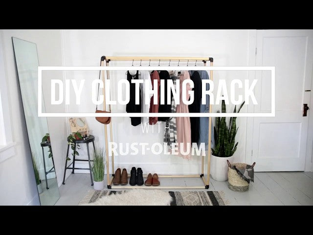 Need more storage for clothes? This easy-to-make clothing rack is made from wood dowels and pvc and creates a pretty spot to hang your clothes