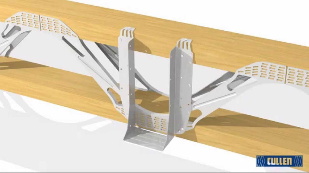 A short animation showing how to install a Cullen Universal Hanger (UH) to an open web joist (such as SpaceJoists)