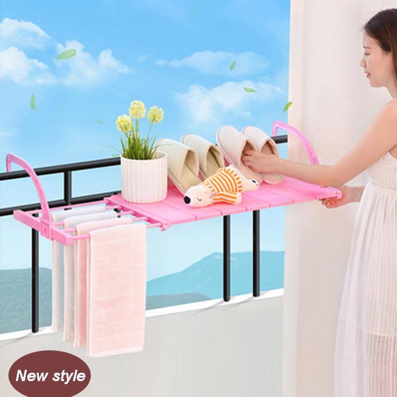 Balcony Foldable Clothes Hanging Drying Rack Organizer