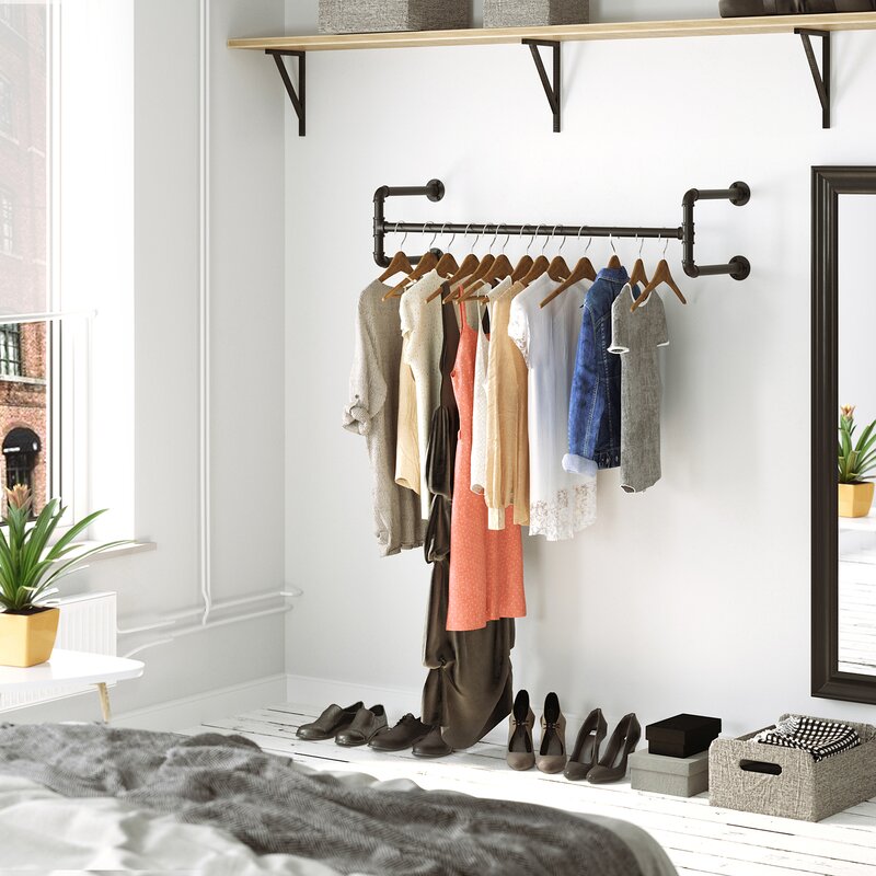 Coastal Farmhouse Holms 43" Wall-Mounted Clothes Rack only $37.99