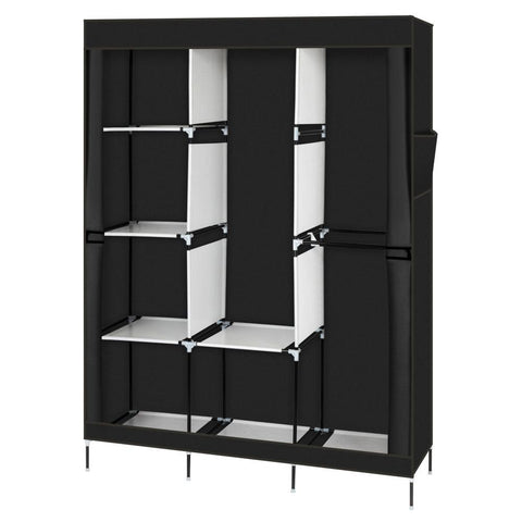 71&quot; Portable Closet Wardrobe Clothes Rack Storage Organizer with Shelf Black