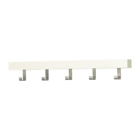 Ikea Tjusig White 5 Hook Coat Hanger Clothes Rack Hats Towels Scarves Wall or Over Door Wooden