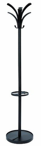 Alba Floor Coat Stand with 6 Pegs and 3 Hooks, Black