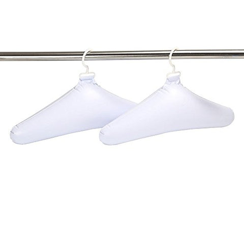 Deluxe Comfort Inflatable Travel Clothes Hanger - Rounded Edges Prevent Hanger Crease - Deflates for Compact Storage - Lightweight Easy-On Closets - Clothes Hangers, White - Pack of 4