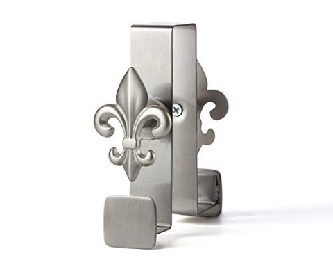 Door Hook, Over The Door Hook, Door Top Hook 2-Sided Stainless Steel Designer Knobs (Fleur-DE-LIS)