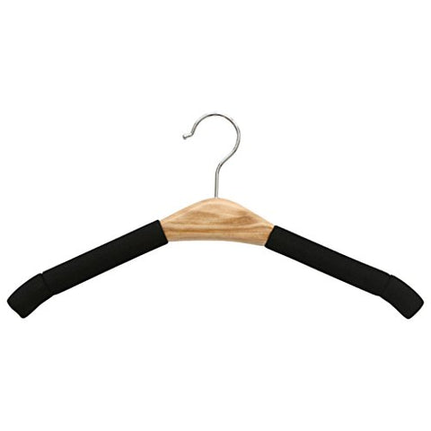 Non-slip- Hanger Solid Wood Non-slip Sponge Hanger Household, 6 Packs hanger (Color : Black)