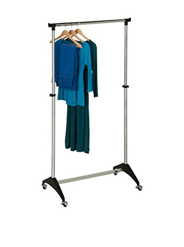 Honey-Can-Do GAR-03535 Adjustable Expandable Garment Rack with Locking Wheels, Up to 66-Inch, Chrome