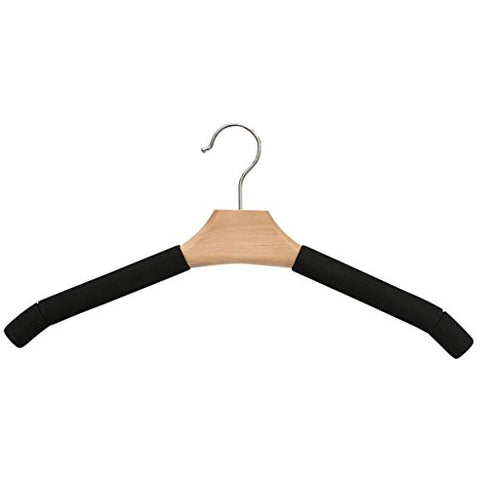 Non-slip- Hanger Solid Wood Non-slip Sponge Hanger Household, 6 Packs hanger (Color : Black)