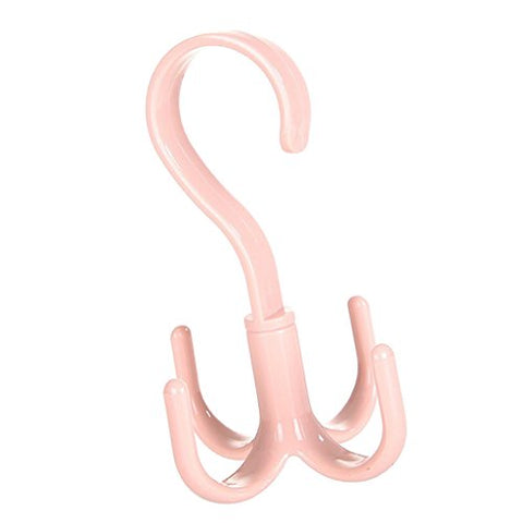 D DOLITY Plastic Hanger with Rotating Hooks for Bags Ties Scarves Belts - Light Pink