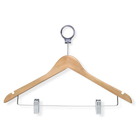 Honey-Can-Do HNG-01737 Hotel Suit Hangers- with Clip, Maple, 24-Pack