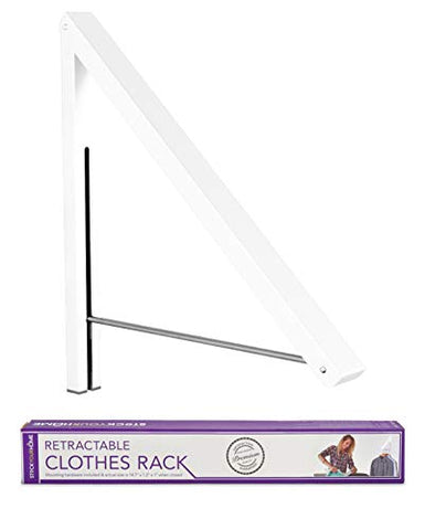 Stock Your Home Folding Clothes Hanger Wall Mounted Retractable Clothes Rack, Aluminum, Easy Installation - White 1 Pack