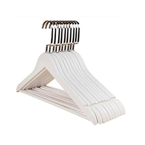 CGF-Drying Racks Hanger Wood Solid Pants Rack for Suit Skirt Jacket Size (45x24x1.2) cm A Pack of 10 White