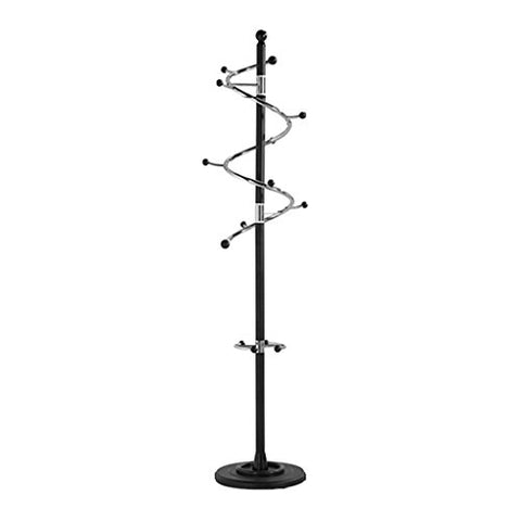 LXLA- Rotatable Coat Rack Floor-standing Hangers Metal Stainless Steel Clothing Creative Shelf White Black Gold 185 40 40 cm (Color : Black rod black wood ball)