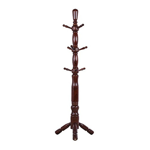LXLA-Coat rack Floor Hanger Assembly Solid Wood Home Bedroom Clothes Rack European Modern Simple 185 56 56 cm (Color : Mahogany color)
