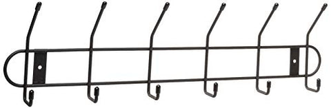 Spectrum Diversified Wall Hook Rack, 6 Hook, Black