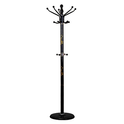 LXLA- Iron Coat Rack Floor-standing Hanger Bedroom Simple Clothes Shelf Indoor Hanging Hook Up Fashion Metal Landing Foyer 180×43cm (Color : Black)