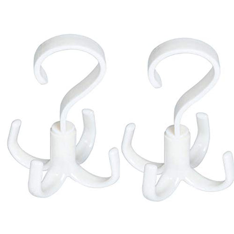 UniM Rack Holder Hook-Rotating Hanger with Claws -360 Degree Rotating Hanger Closet Organizer for Belt Clothes Scarf Tie Bags Pack of 2 (White)