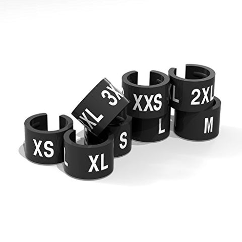 Discount Sizing Black Hanger Sizer Garment Markers (Sizes: XXS-XXXL) Black Size Clips - Various Quantities Available (800)