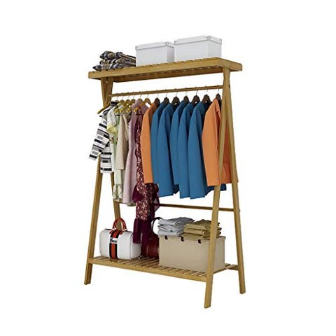Coat Stand Bamboo Coat Rack Hanging Clothes Shoes Storage Shelf Clothing Rack Floor Coat Rack (Size : 90cm45cm140cm)