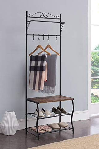 Kings Brand Furniture - Entryway Shoe Bench, Coat Rack, Hall Tree Storage Organizer with Hooks