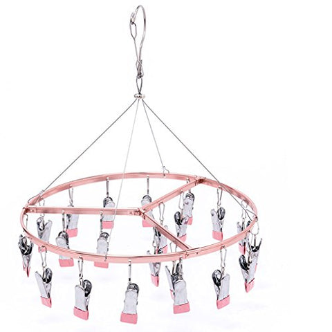 Non-slip- Windproof Non-slip Aluminum Alloy Drying Racks Lingerie Baby Diaper Clips, 1 Packs hanger (Color : Pink)