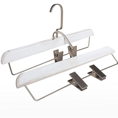 Non-slip- Clothes Hanger Wash White Solid Wood Household Hanger, 10 Pack hanger (Size : L)