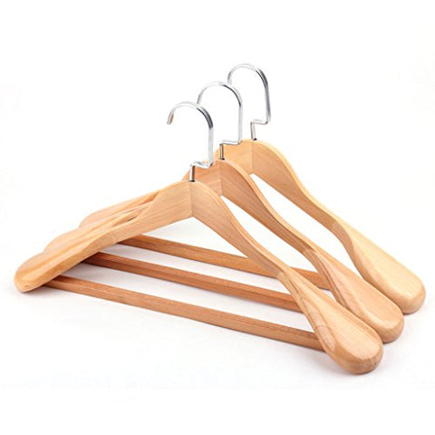 Non-slip- Anti-slippery Solid Wood Wide Shoulder Suit Hanger, 4 Pack hanger (Color : Wood color)
