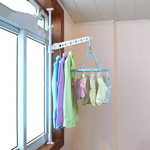 LE Home-it Clothes Drying Rack,Drying Rack Landing Retractable Single Rod Bedroom Cool Clothes Rack Balcony Simple Hanger Racks A
