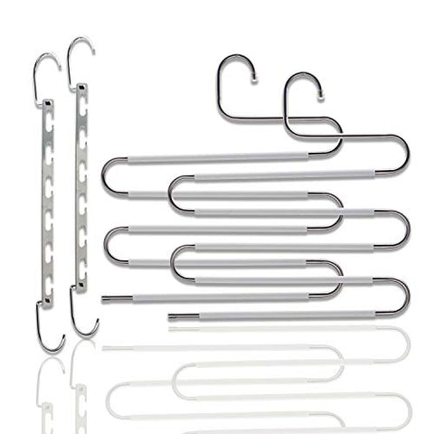 Hangers Space Saving: closet organizer hanger - 2 Multi Hanger + 2 Non Slip Hangers -space saving hangers - shirt + pants hangers by ClosetPro.