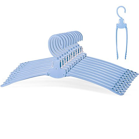 Non-slip- Space Saving Collapsible Telescopic Multi-purpose Hanger, 10 Packs hanger (Color : Blue)