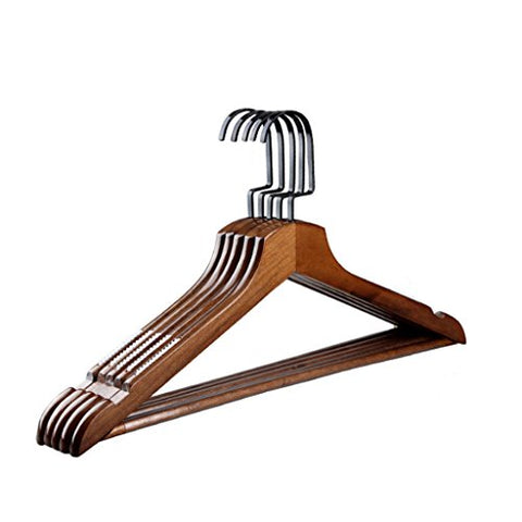 Non-slip- Hanger Vintage Solid Wood Hanger Wide Shoulder Non-slip Suit Rack, 10 Pack hanger (Color : Retro color)