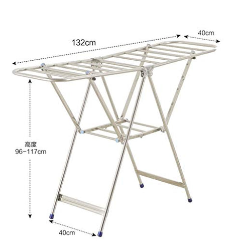 LE Stainless Steel Drying Rack,Airfoil Floor Folding Balcony Drying Rack Indoor Clothes Rack Clothes Hanger D