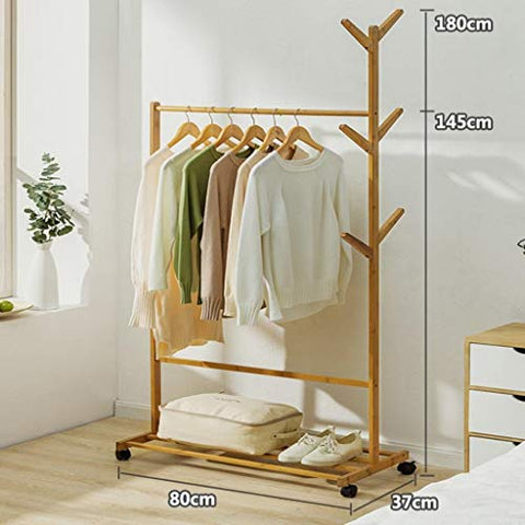 LE Solid Wood Coat Rack,Floor Drying Rack Simple Clothes Pole Indoor Drying Rack Bedroom Hanger Clothes Rack A