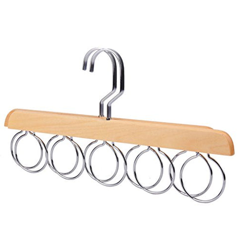 Non-slip- Solid Wood Province Space Hanging Scarf, Tie, Scarf Rack, 2 Pack hanger (Color : Wood color)