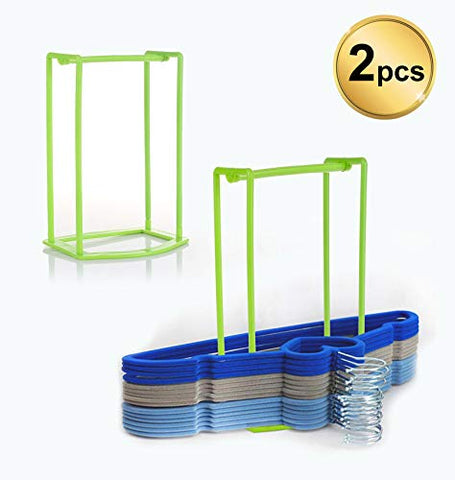 Standing Clothes Hanger Stacker Holder, 2 pcs Drying Rack Caddy Premium Grade PP for Tidier Laundry Room Closet Organizer, Large Capacity Hold Up to 30 Hangers with Manual for Installation