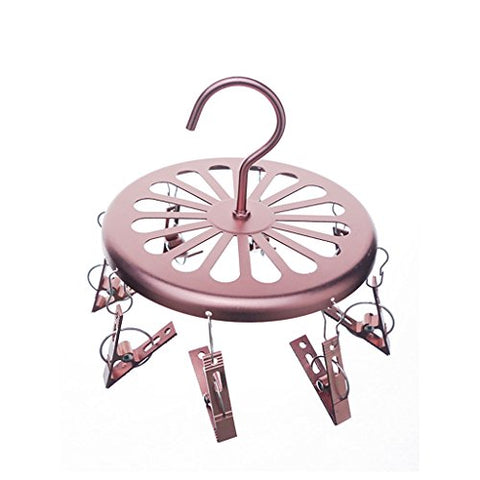 Non-slip- Hanger Province Space Aluminum Alloy Sock Towel Rack 8 Clip, 1 Pack hanger (Color : Rose gold)