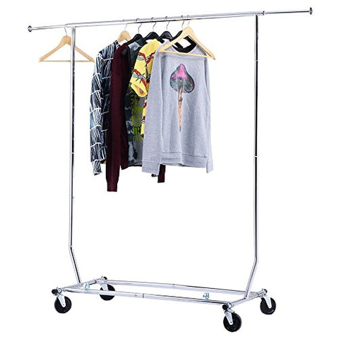 IWS Heavy Duty Clothing Garment Rolling Collapsible Rack Chrome
