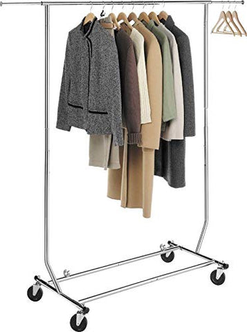 AK Energy Commercial Clothing Garment Rolling Collapsible Dry Rack Hanger Single Bar 250Lbs Capacity