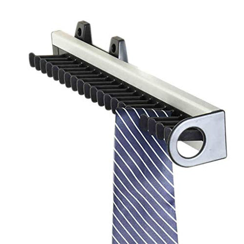 FKhanger Extensible Tie Rack, Pull Out Scarves Belt Rack,20 Pairs Organizer Rack (41cm)