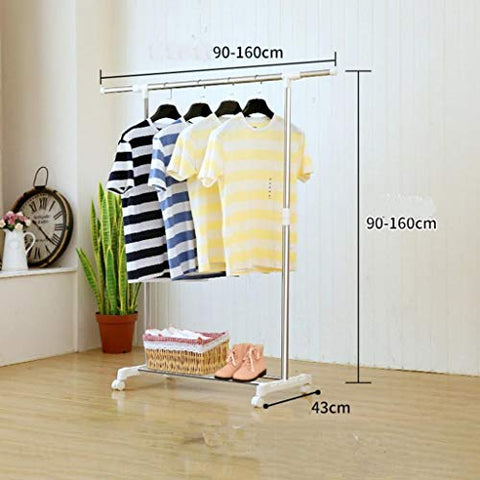 LE Stainless Steel Clothes Drying Rack,Drying Rack Single Rod Cooler Floor fold Indoor Household Hanger Balcony Stainless Steel Clothes Rod A