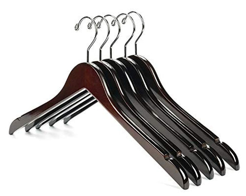 Nature Smile High Grade Lotus Wooden Hangers - 10 Pack - Solid Wood Hangers, Dress Shirt Hangers, Coat Jacket hangers, With 4 layers Lacquered and Extra Smooth Finish, 360 Degree Swivel Hook(Walnut)