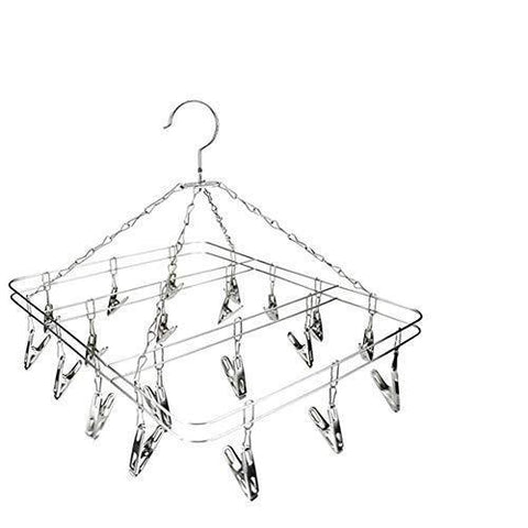Mesheshe 20 Clips Sock Underwear Clothes Outdoor Airer Dryer Laundry Hanger Stainless Steel Square Wire Clip Clothes Rack Sock Dryer Rack