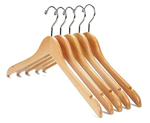 Nature Smile High Grade Solid Lotus Wooden Hangers - 10 Pack - Solid Wood Dress Hangers,Shirt Hangers,Coat Jacket Clothes Hangers,With Extra Smooth Finish, 360 Degree Swivel Hook(Natural)