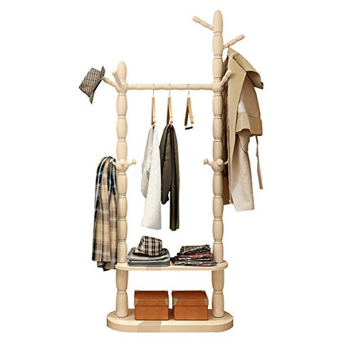Multipurpose wooden coat and shoe rack, garment rack waterproof simple assemble coat racks hat bag rack floor standing coat rack storage bedroom living office cloakroom-B L80cmxW30cmxH180cm