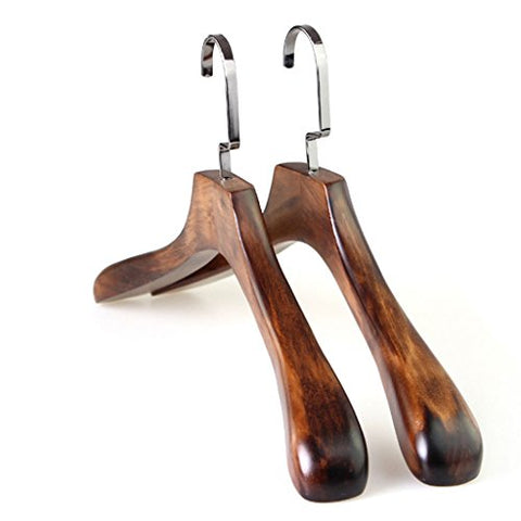 Non-slip- Hanger Vintage Solid Wood Hanger Wide Shoulder Non-slip Suit Rack 4 Pack hanger