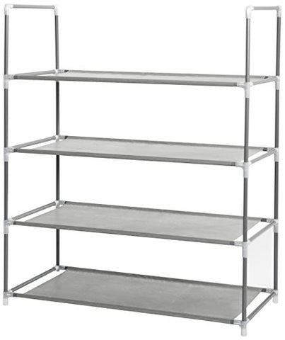 Compactor Home Storage Four Shelve Shoes Rack With Metal Structure Outer Cover, Grey/Beige by Compactor Home Storage