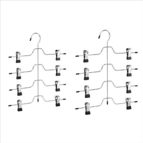 4 Tier Trouser/Skirt Hanger - Chrome & Black Vinyl - 2 PACK